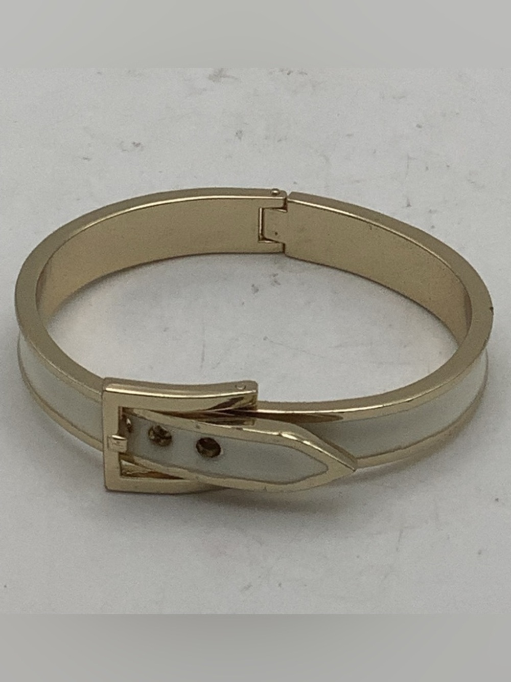 Gold and White Buckle Bracelet